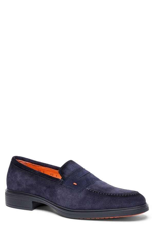 サントーニ メンズ シューズ スリッポン・ローファー Santoni Easy Penny Loafer Blue ブルー