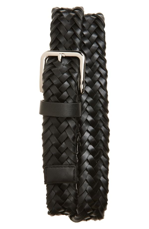 ヴィンス メンズ アクセサリー ベルト レザー Vince Alex Woven Leather Belt Black ブラック