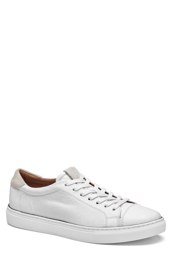 ジョンストンアンドマーフィー メンズ シューズ スニーカー レザー Johnston Murphy Luther Perforated Leather Low Top Sneaker White Sheepskin ホワイト