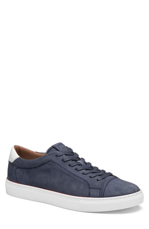 ジョンストンアンドマーフィー メンズ シューズ スニーカー レザー Johnston Murphy Luther Perforated Leather Low Top Sneaker Denim Italian Suede デニム