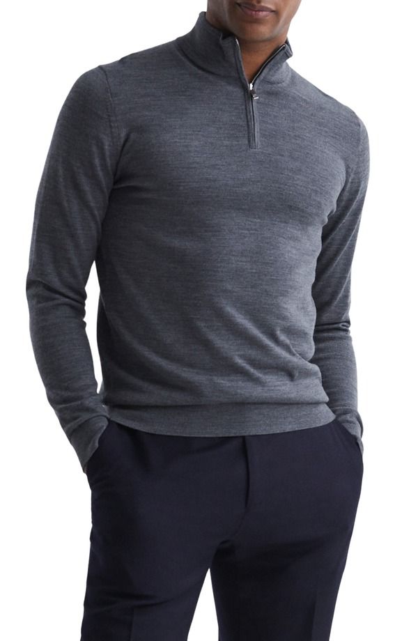 レイス メンズ アウター ニット・セーター ハーフジップ ウール Reiss Blackhall Quarter Zip Wool Sweater Derby Grey Marl グレー