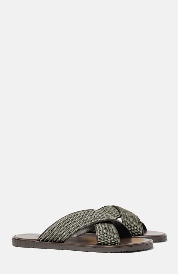 スカロッソ メンズ シューズ サンダル SCAROSSO Ettore Sandals Khaki Raffia カーキ