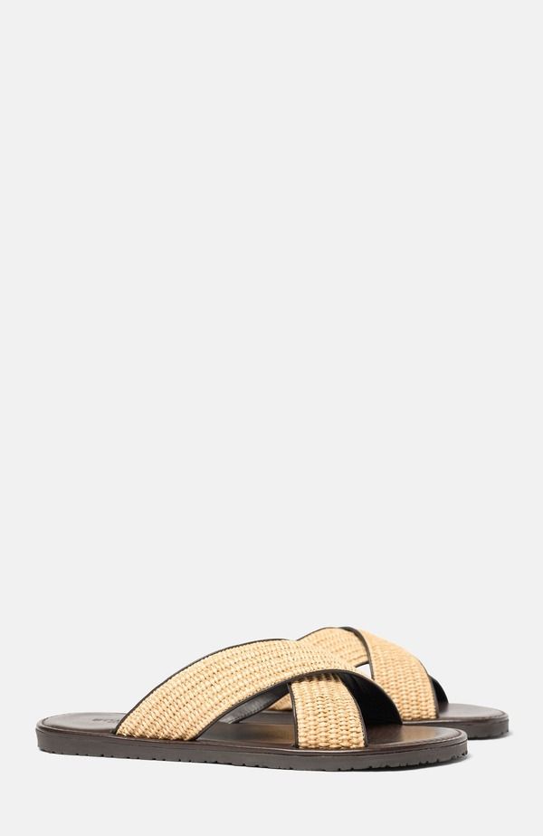 スカロッソ メンズ シューズ サンダル SCAROSSO Ettore Sandals Beige Raffia ベージュ