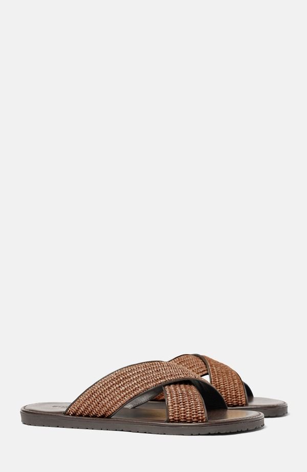 スカロッソ メンズ シューズ サンダル SCAROSSO Ettore Sandals Brown Raffia ブラウン