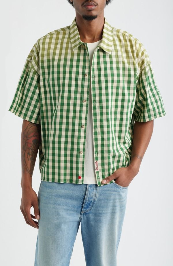エルウッド メンズ トップス シャツ Elwood The General ButtonUp Shirt Green Gingham グリーン