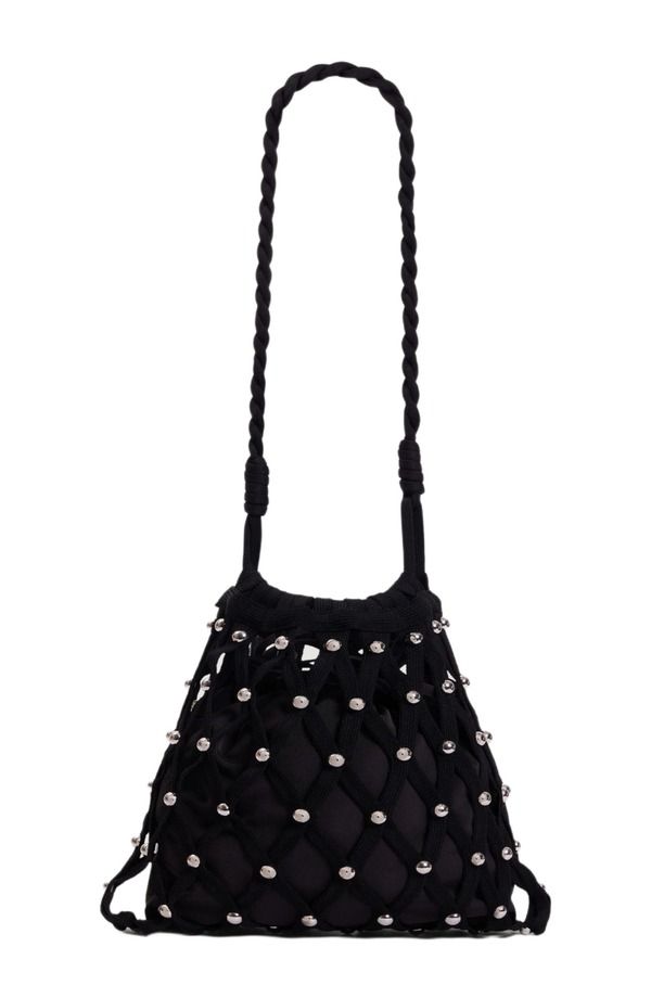 サンドロ レディース バッグ メッシュ SANDRO Studded net mesh bag Black ブラック