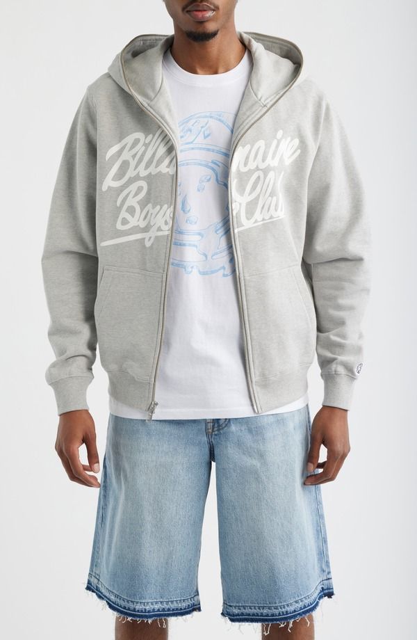 ビリオネアボーイズクラブ メンズ アウター パーカー・スウェット コットン ロゴ フリース Billionaire Boys Club Script Logo Cotton Fleece Hoodie Heather Grey グレー