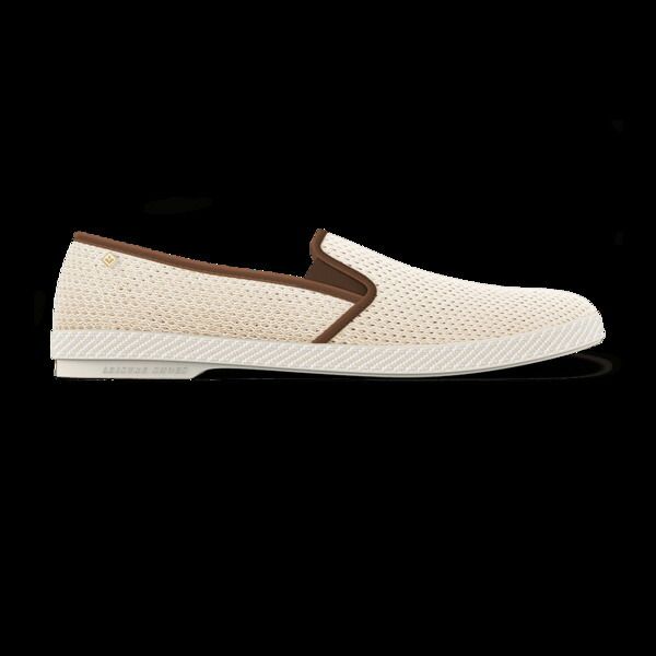 リビエラ レディース シューズ スリッポン・ローファー メッシュ Rivieras Classic Mesh SlipOn Loafer Cream With Brown Trim クリーム
