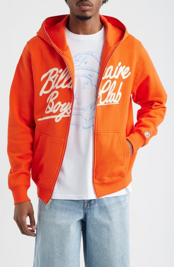 ビリオネアボーイズクラブ メンズ アウター パーカー・スウェット コットン ロゴ フリース Billionaire Boys Club Script Logo Cotton Fleece Hoodie Tangerine Lily タンジェリン