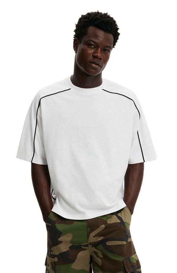 コットンオン メンズ トップス Tシャツ クロップド Cotton Mens Cropped FitShirt White Black ホワイト