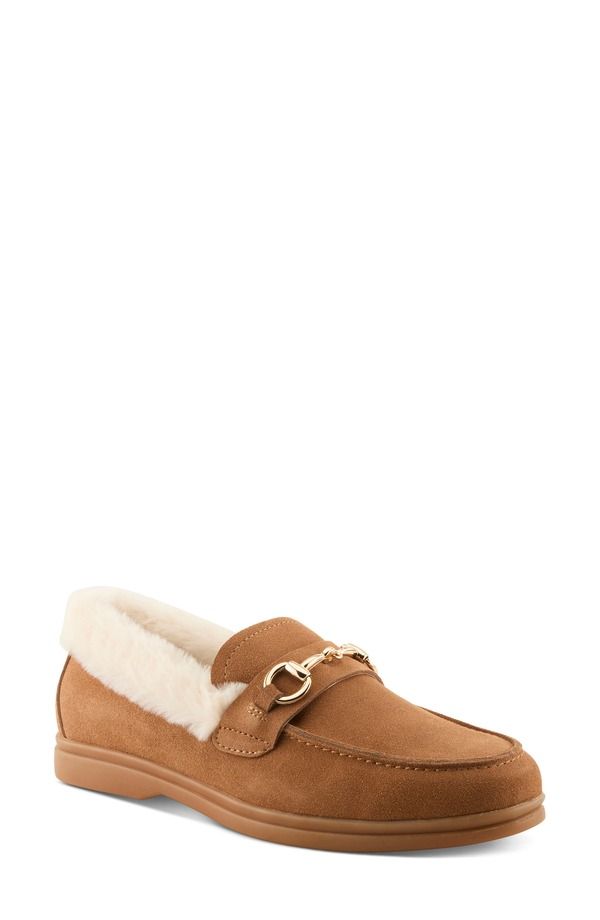 スプリングステップ レディース シューズ スリッポン・ローファー Spring Step Laurin Faux Fur Lined Loafer Camel Suede キャメル