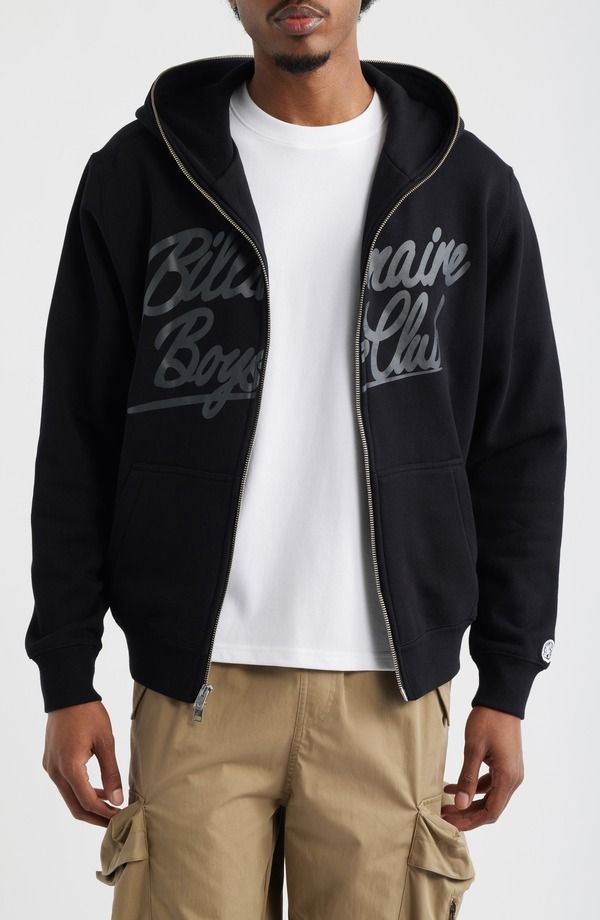 ビリオネアボーイズクラブ メンズ アウター パーカー・スウェット コットン ロゴ フリース Billionaire Boys Club Script Logo Cotton Fleece Hoodie Black ブラック