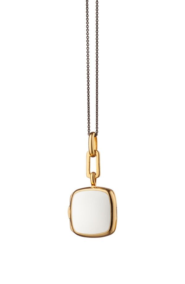 モニカリッチコサン レディース アクセサリー ネックレス・チョーカー レース Monica Rich Kosann Enamel 18K Gold Vermeilocket Necklace Gold White ホワイト