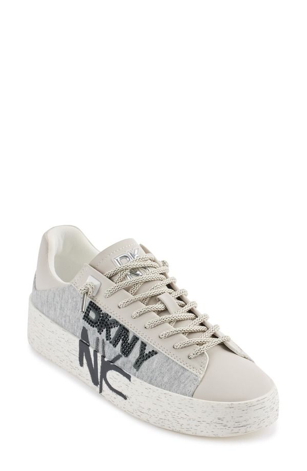 ダナ キャラン ニューヨーク レディース シューズ スニーカー プラットフォーム ロゴ DKNY Ginali Logo Graffiti Platform Sneaker Grey White ホワイト