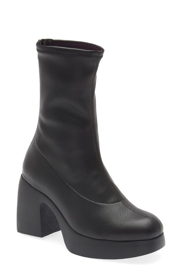 ワンダーズ レディース シューズ ブーツ・レインブーツ プラットフォーム Wonders Platform Stretch Bootie Black ブラック