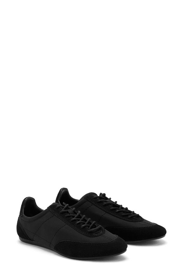マンゴ レディース シューズ スニーカー MANGO Mixed Media Sneaker Black ブラック