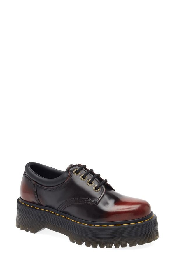 ドクターマーチン レディース シューズ オックスフォード プラットフォーム ダービー Dr Martens 8053 Quad Platform Derby Cherry Red レッド