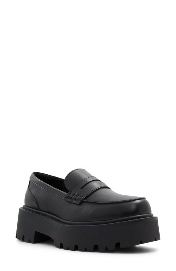 アルド レディース シューズ スリッポン・ローファー プラットフォーム ALDO Cadaycia Platform Penny Loafer Black ブラック