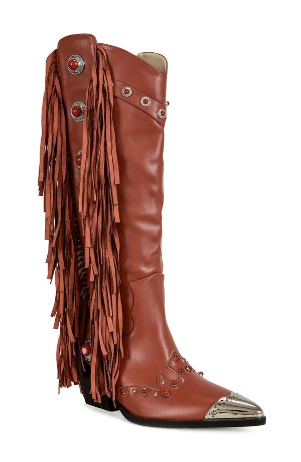 アザレア ワン レディース シューズ ブーツ・レインブーツ フリンジ AZALEA WANG Pelagius Fringe Western Boot Red レッド
