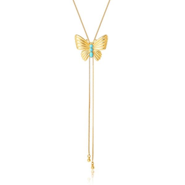 ジェシカシンプソン レディース アクセサリー ネックレス・チョーカー レース Jessica Simpson GoldTone ButterflyLariat Necklace with Green Crystal Gold ゴールド