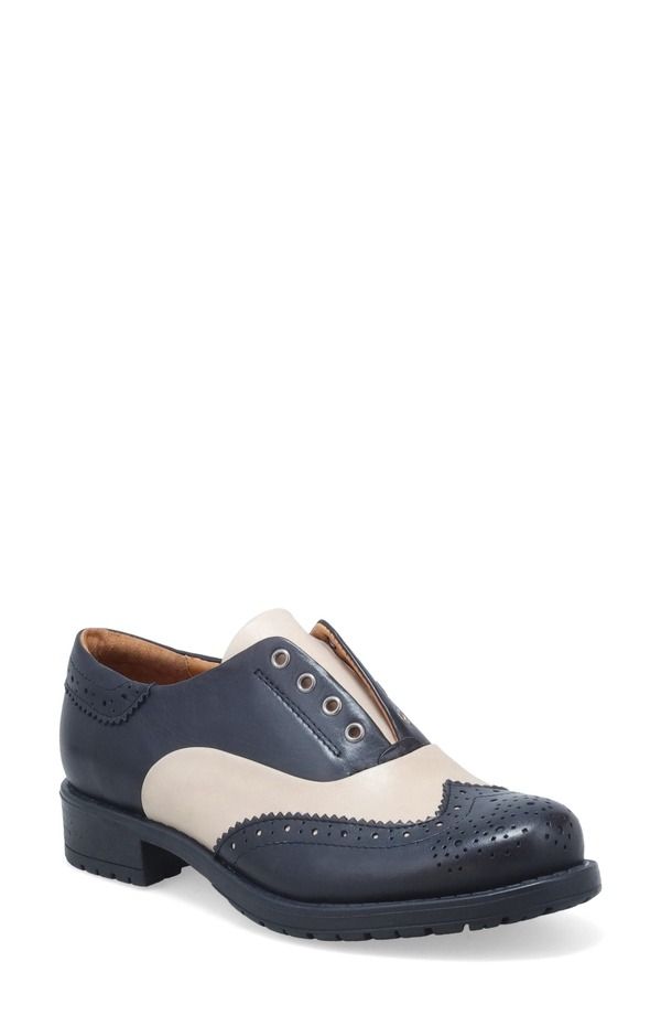 ミズムーズ レディース シューズ オックスフォード ウィングチップ Miz Mooz Peabody Spectator Wingtip Oxford Black Cream クリーム