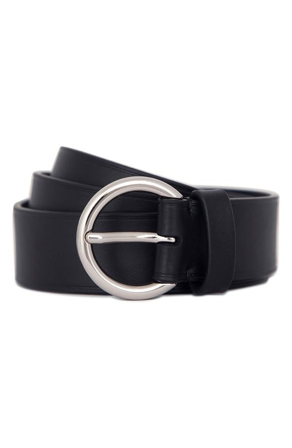 ヴィンス レディース アクセサリー ベルト レザー Vince Flat Ring Leather Belt Black ブラック