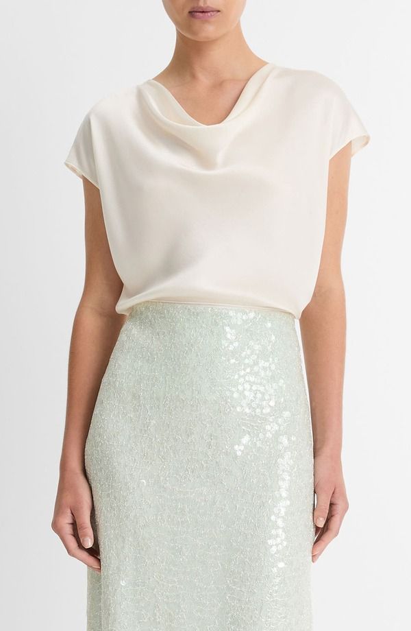 ヴィンス レディース トップス シャツ シルク ブラウス Vince Cowl Neck Silk Blouse Off White オフホワイト