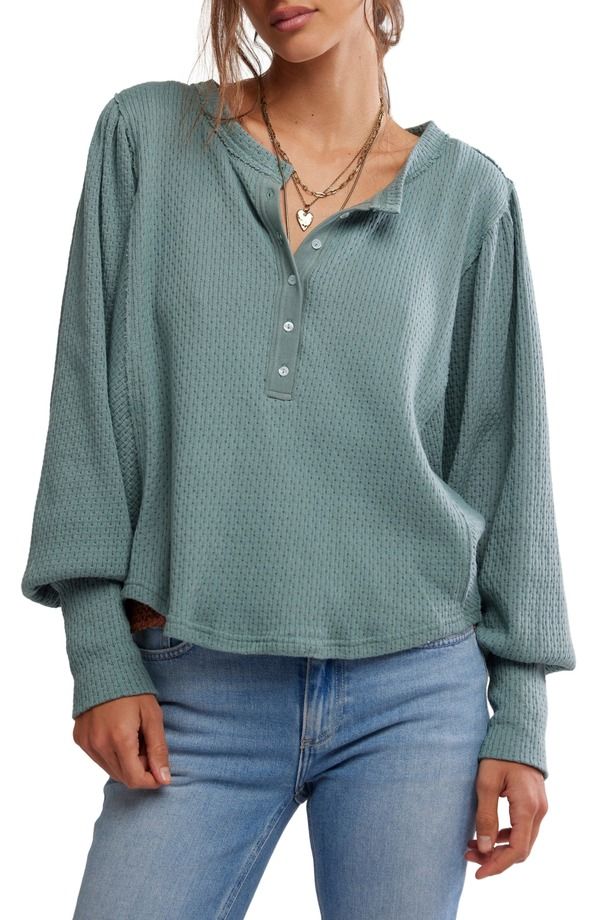 フリーピープル レディース トップス シャツ Free People Quinn Rib Henley Top Jade Ash アッシュ
