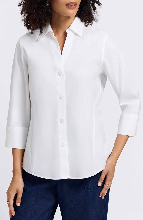 フォックスクラフト レディース トップス シャツ コットン Foxcroft PaitynonIron Cotton Shirt White ホワイト