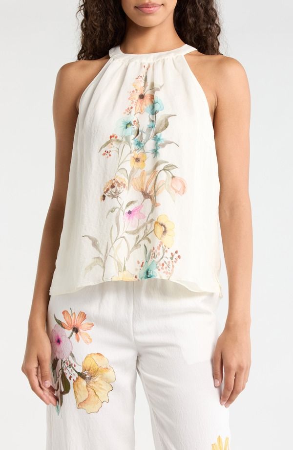 ヴィンスカムート レディース トップス シャツ ハイネック フラワー柄 ノースリーブ レース フラワー Vince Camuto Placed Floral High Neck Sleeveless Top Antique White ホワイト 17,235円