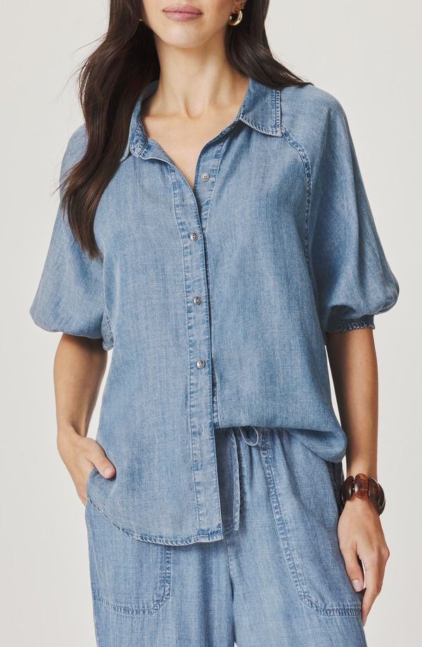 スプレンディット レディース トップス シャツ デニム Splendid Talia Puff Sleeve Denim Shirt Indigo Blue インディゴ