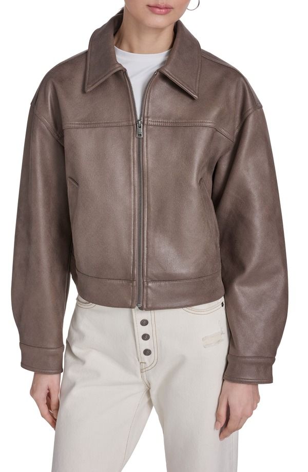 リーバイス レディース アウター ジャケット・ブルゾン レザー フェイクレザー Levis Faux Leather Zip Jacket Pine Bark Faux Suede
