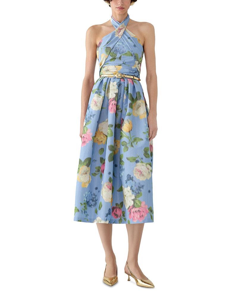 キャロライナヘレラ レディース トップス ワンピース ホルター Carolina Herrera Crossed Halter Neck Dress Cloudy Blue Multi ブルー
