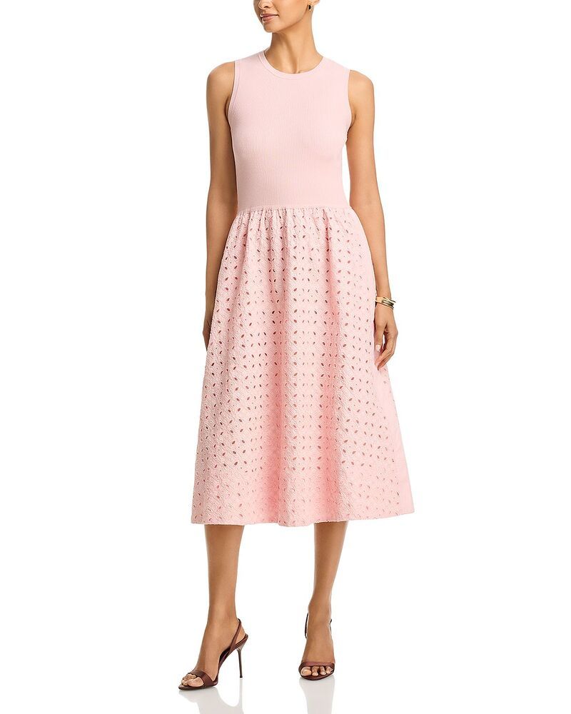 エリータハリ レディース トップス ワンピース Elie Tahari Themma Eyelet Dress Pale Blush ブラッシュ