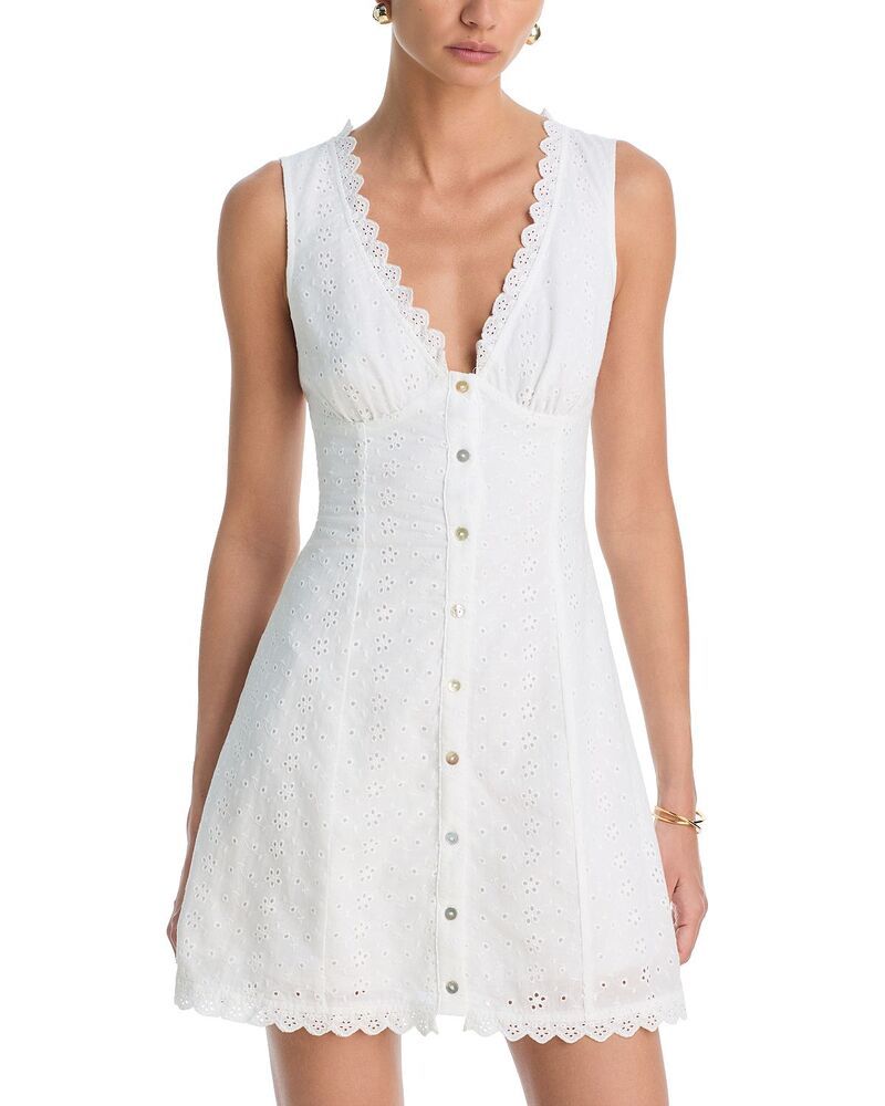 アクア レディース トップス ワンピース ミニ AQUA Eyelet Mini Dress Exclusive White ホワイト