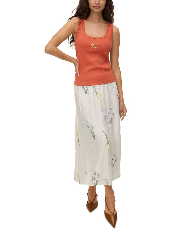 ヴェロモーダ レディース ボトムスカート 刺繍 マキシ Vero Moda Embroidered Maxi Skirt Snowhite ホワイト