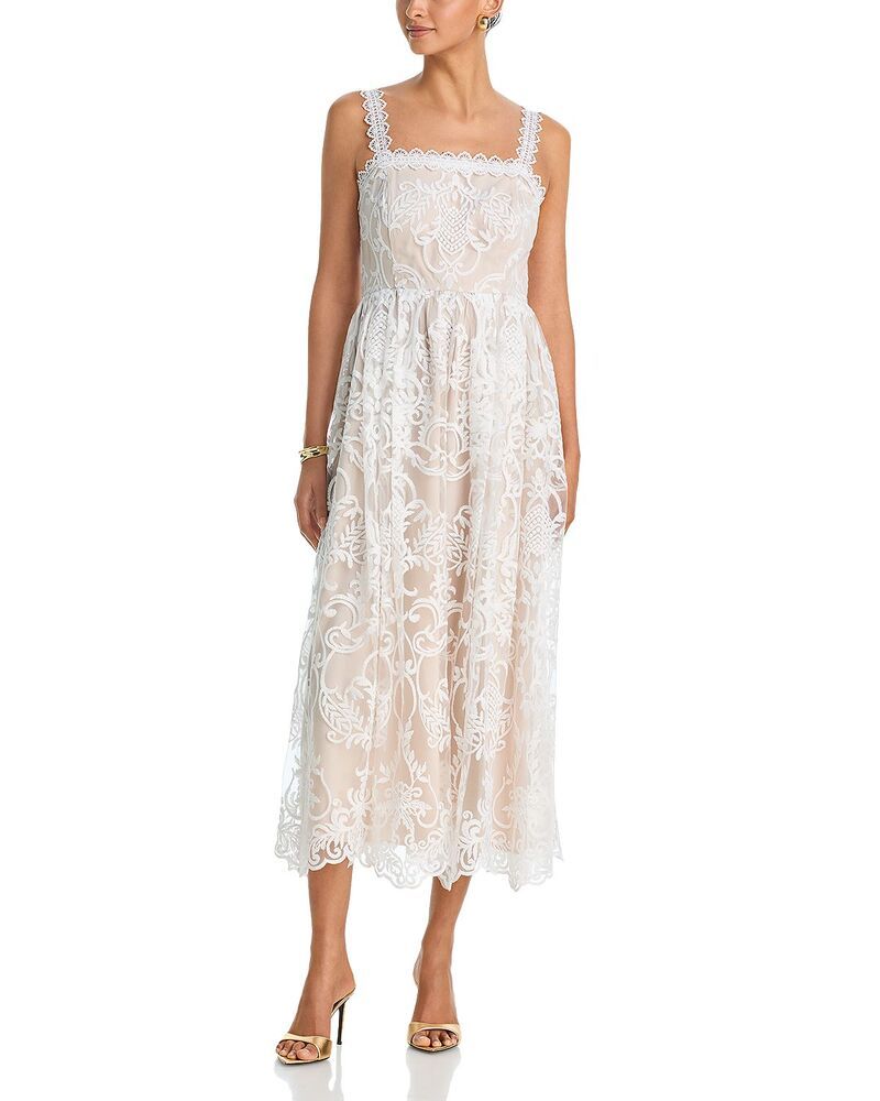 アクア レディース トップス ワンピース ミディ レース AQUA Lace Midi Dress Exclusive Whitenude ホワイト