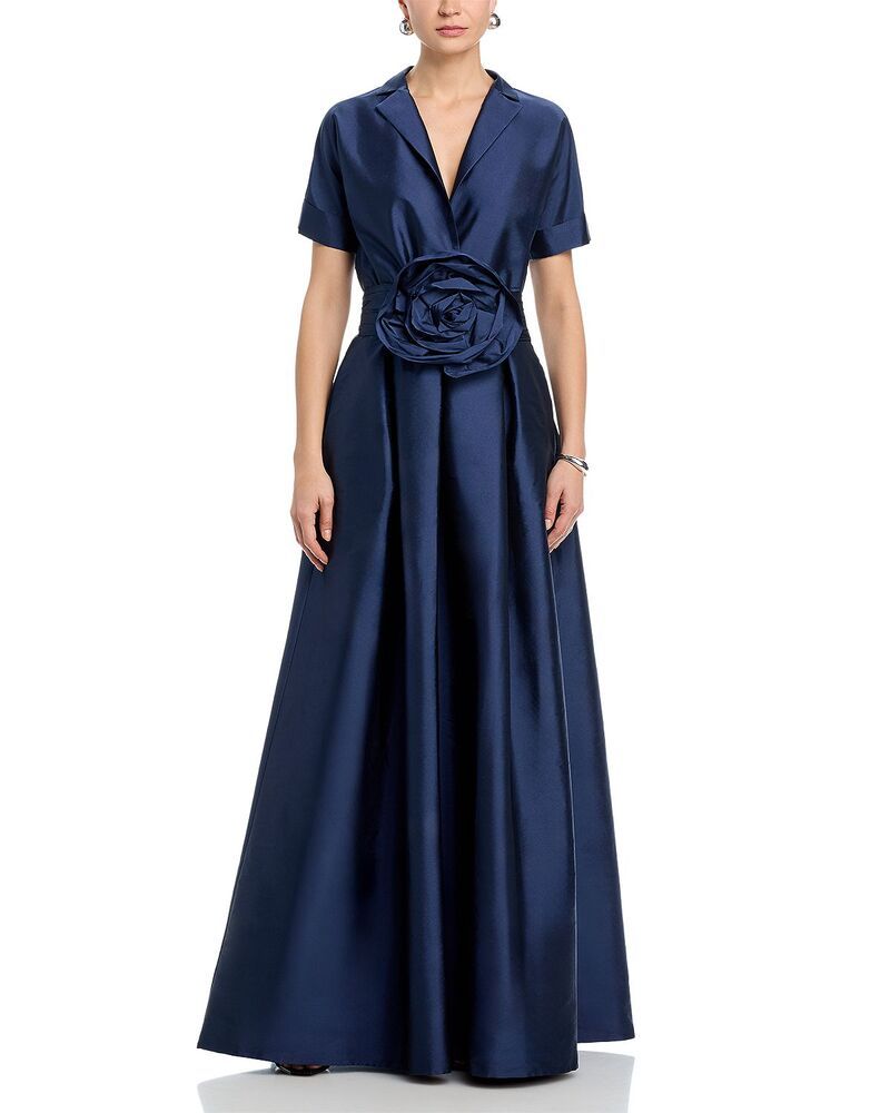 チアラ ボニ プティ ローブ レディース トップス ワンピース Chiara Boni La Petite Robe Stoya Taffeta Rosette Gown Midnight