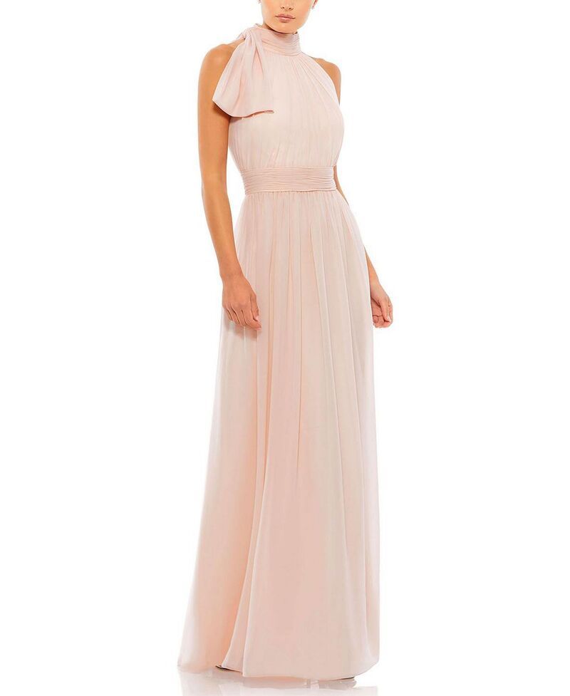 マックダガル レディース トップス ワンピース シフォン A ライン プチ ホルター Mac Duggal Petite A Line Chiffon Halter Neck Eveningown Blush ブラッシュ