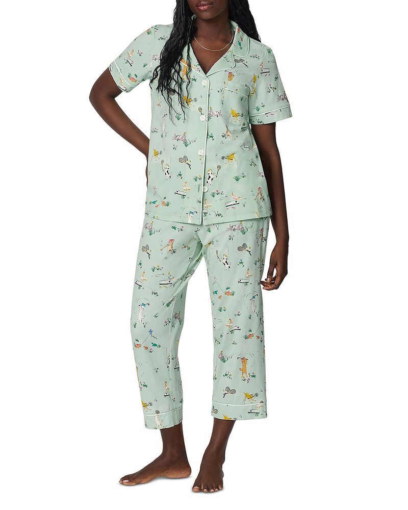 ベッドヘッドパジャマ レディース アウター パーカー・スウェット コットン クロップド ジャージー BedHead Pajamashort Sleeve Classicotton Stretch Jersey Cropped Pajama Set Lawn G