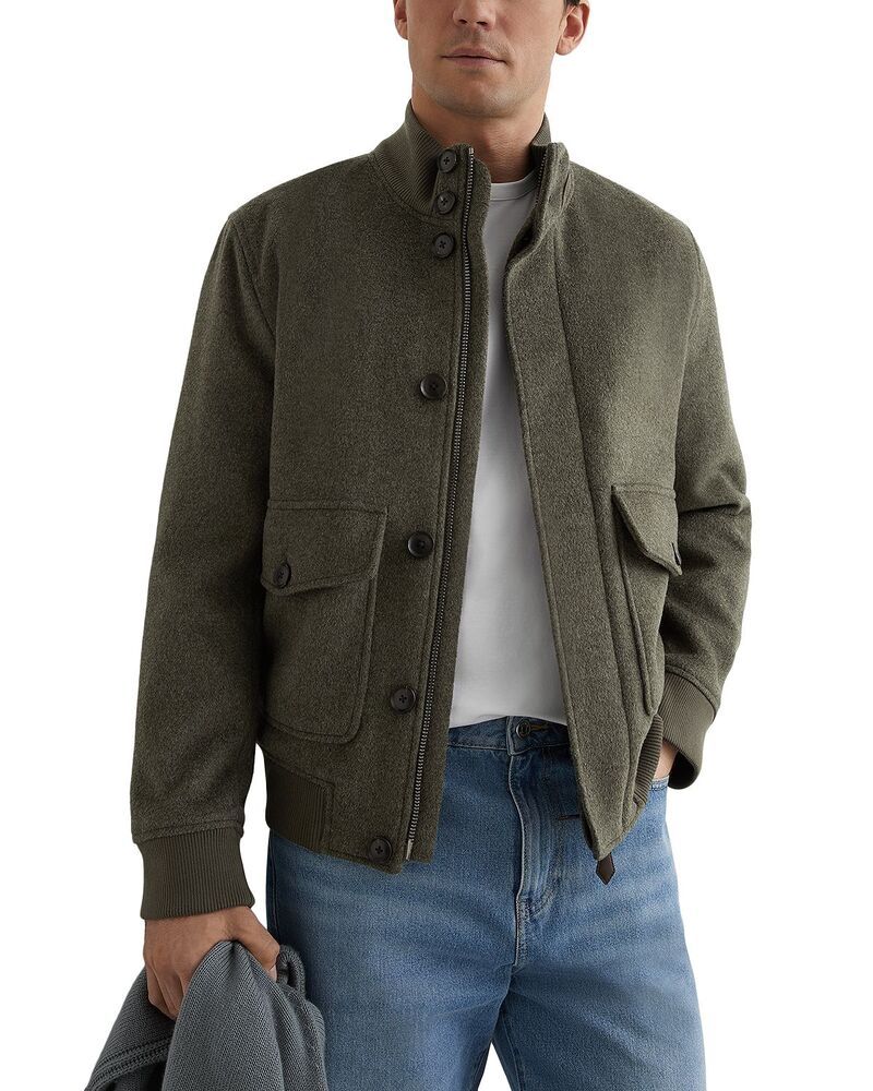 レイス メンズ アウター ジャケット・ブルゾン ウール REISS Hadley Bomber Wool Blend Jacket Green グリーン