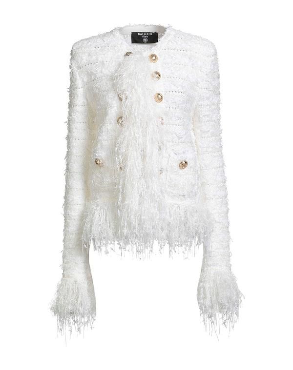 バルマン レディース アウター カーディガン BALMAIN White ホワイト