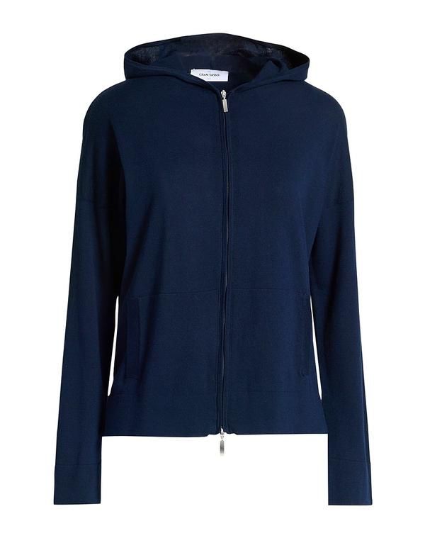 グランサッソ レディース アウター カーディガン ファスナー付きニット GRAN SASSO Midnight Blue ブルー