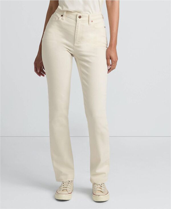 ランズエンド レディース ボトムス デニムパンツ ストレート ジーンズ Lands End Womens Recycledenimid Rise Straight Leg Jeans Natural デニム