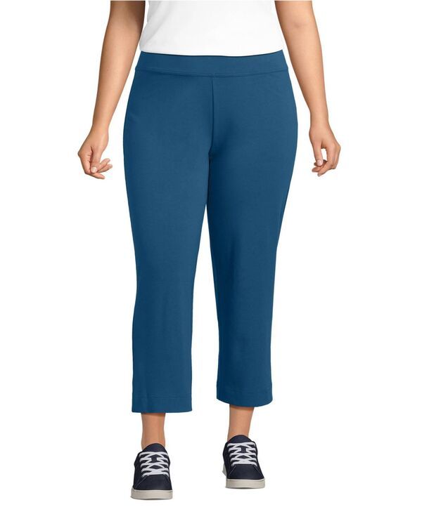 ランズエンド レディース ボトムス カジュアルパンツ プラスサイズ Lands End Plusize Starfish Mid Rise Pull On Cropants Evening blue ブルー