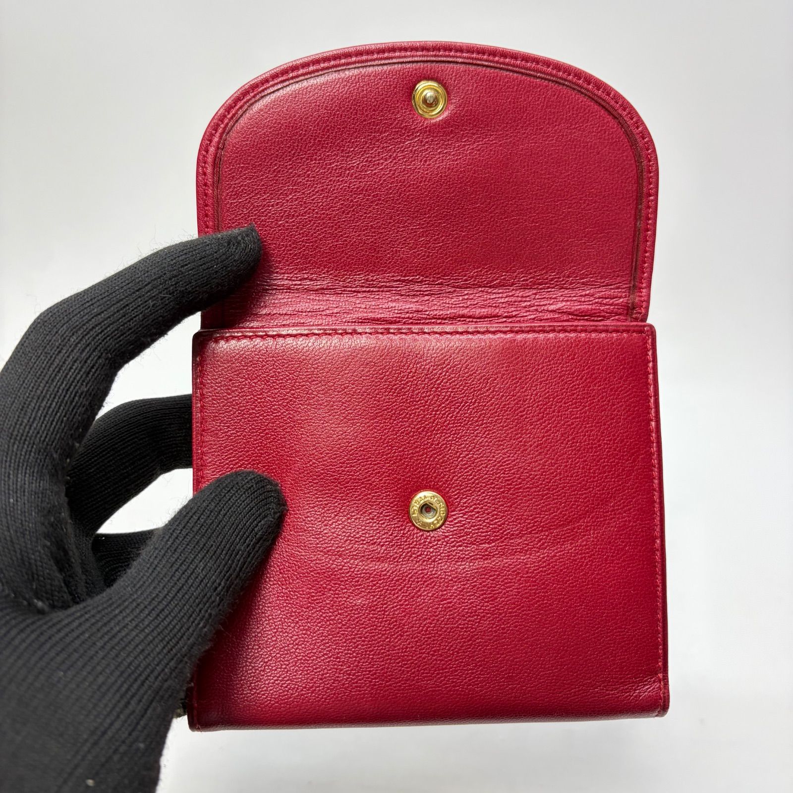 4364 LOEWE ロエベ 折り財布 レッド レザー アナグラム - メルカリ