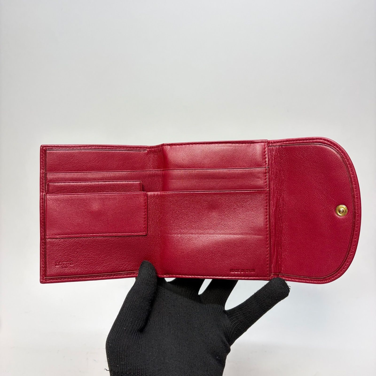 4364 LOEWE ロエベ 折り財布 レッド レザー アナグラム - メルカリ