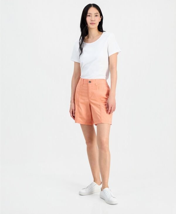 スタイルアンドコー レディース ボトムス ハーフパンツ・ショーツ ショートパンツ Style Co Womens MidRise ComfortWaist Cargo Shorts Exclusively at Macys Orange Bisque オレンジ