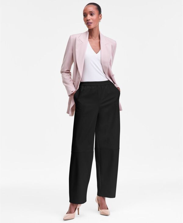 アイエヌシー インターナショナル コンセプト レディース ボトムス カジュアルパンツ レザー フェイクレザー INC International Concepts Womens Faux Leather Barreleg PullOn Pants Deep B