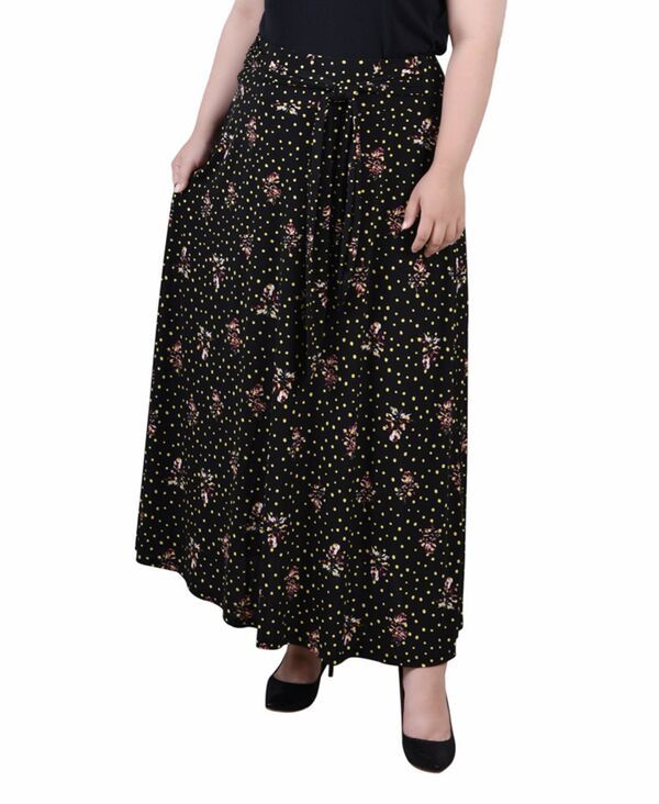 ニューヨークコレクション レディース ボトムスカート マキシ NY Collection Womens Missy Maxi Skirt with Sash Waistie Noir Floralakes